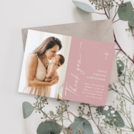 Modern Elegant Script Foto Dopning Tack Kort