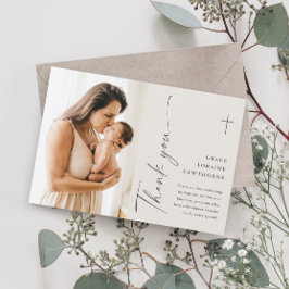 Modern Elegant Script Foto Dopning Tack Kort