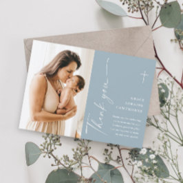 Modern Elegant Script Foto Dopning Tacksamhetskort Inbjudningar