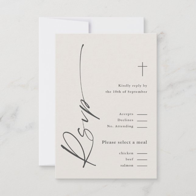 Modern Elegant Script Genus Neutral Boho Baptism OSA Kort (Framsida)