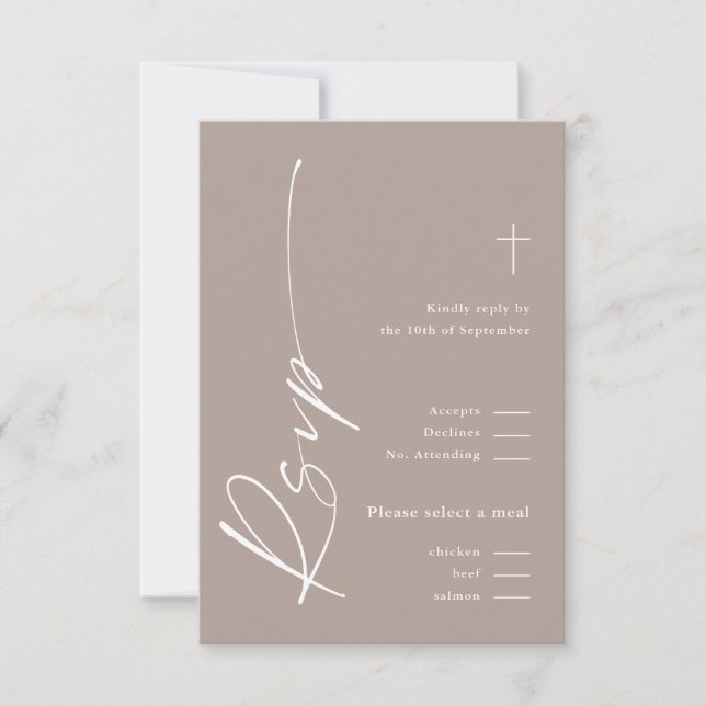 Modern Elegant Script Genus Neutral Boho Baptism OSA Kort (Framsida)