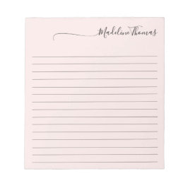 Modern Elegant Script Girly Rosa Namn Anteckningsblock