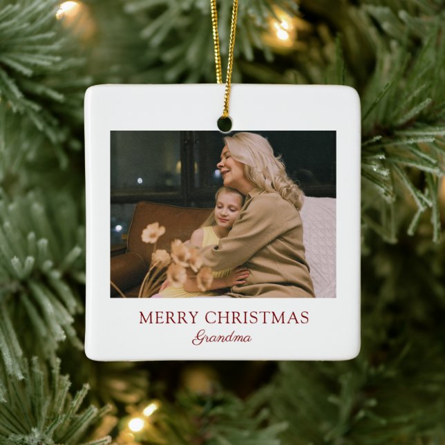 Modern Elegant Script God jul Grandma Julgransprydnad Keramik (Träd)