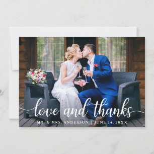 Modern Elegant Script Kärlek Tack för Bröllop Phot Kort