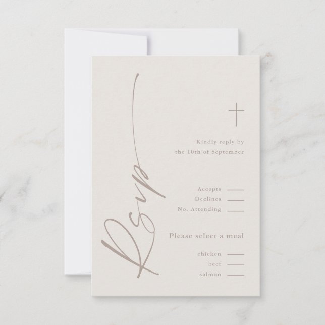 Modern Elegant Script Könsneutral Boho Dopceremoni OSA Kort (Framsida)
