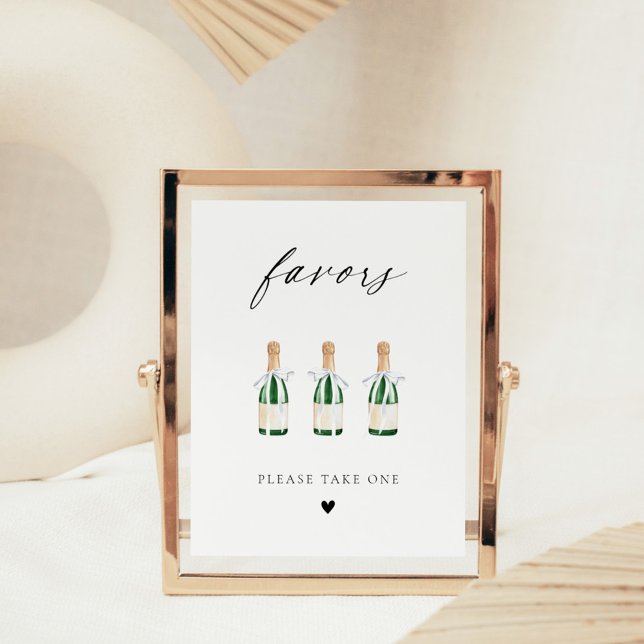 Modern Elegant Script Mini Champagne Flaskor Poster (Skapare uppladdad)