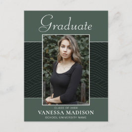 Modern | Elegant Script Mint Grönt 1 Photo Grad Vykort