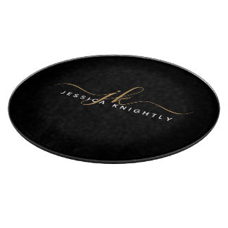 Modern Elegant Script Monogram Initialer Black Gul