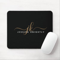 Modern Elegant Script Monogram Initialer Black Gul