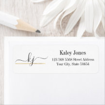 Modern Elegant Script Monogram-Returadress