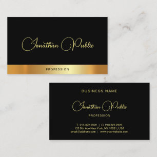 Modern Elegant Script Namn Black Guld-mall för Visitkort