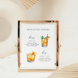 Modern Elegant Script Namnteckning Drinks Cocktail Poster