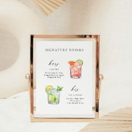 Modern Elegant Script Namnteckning Drinks Cocktail Poster