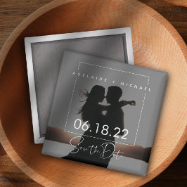 Modern Elegant Script Parfoto Spara Datum Magnet