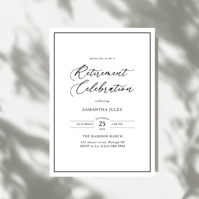 Modern Elegant Script Pensioneringsfirande Inbjudningar (Skapare uppladdad)