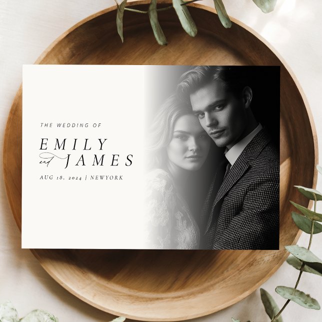 Modern Elegant Script Photo Bröllop Inbjudningar (Skapare uppladdad)