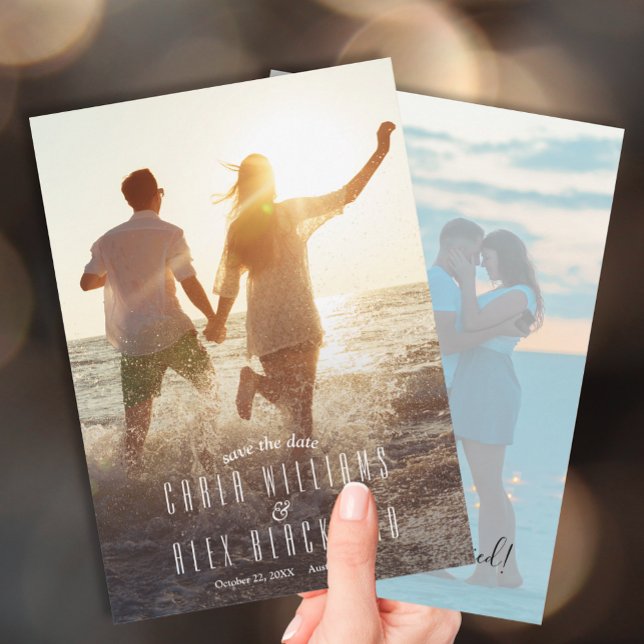 Modern Elegant Script Photo Bröllop spara datum Datumet (Skapare uppladdad)