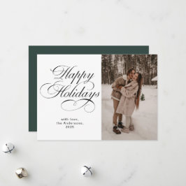 Modern Elegant Script Photo Collage Christmas Julkort