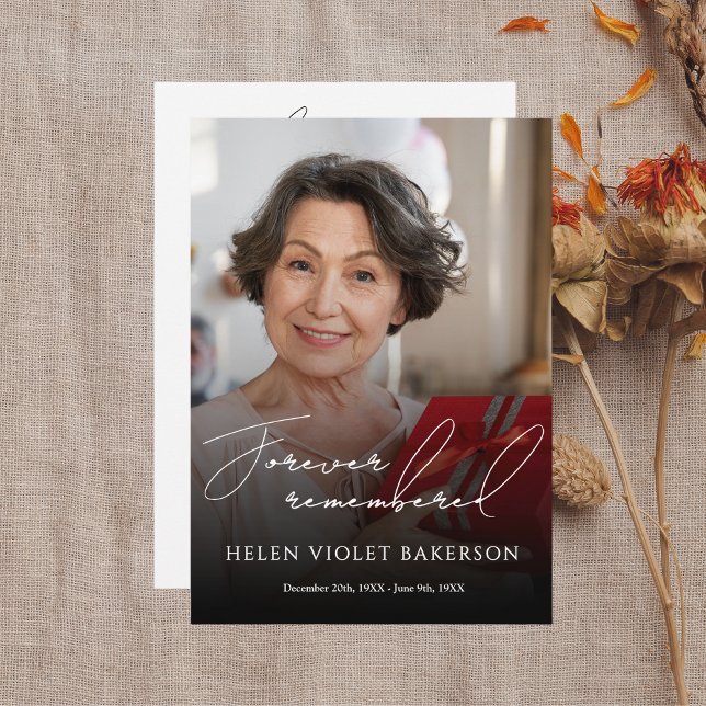 Modern Elegant Script Photo Funeral Flat Program (Skapare uppladdad)