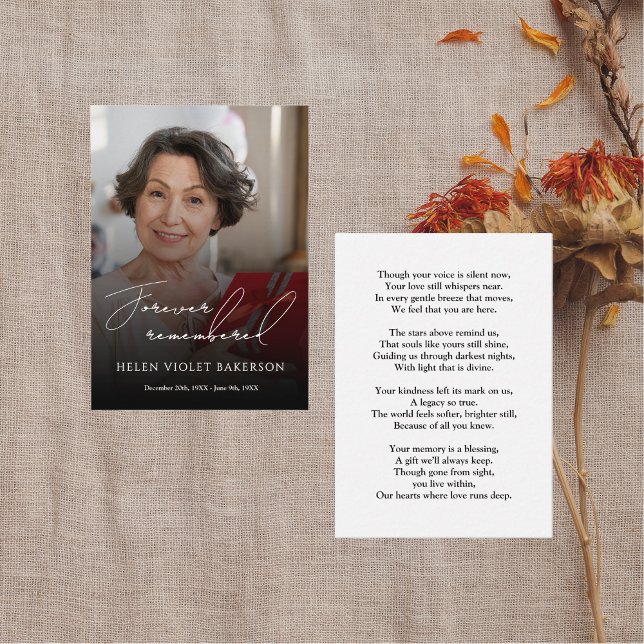 Modern Elegant Script Photo Funeral Welcome Sign Visitkort (Skapare uppladdad)