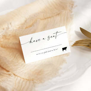 Modern Elegant Script Place Card Beef Option Placeringskort