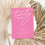 Modern Elegant Script Rosa 21:a födelsedagen Party Inbjudningar<br><div class="desc">Modern minimalistisk inbjudan till 21:a födelsedagspartiet med enkel design med handskrivet skript för elegant.</div>