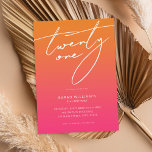 Modern Elegant Script Rosa Orange 21:a födelsedage Inbjudningar<br><div class="desc">Modern 21:a födelsedag med enkel design med handskriven elegant-skrivstil.</div>