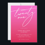 Modern Elegant Script Rosa Red 21st Birthday Inbjudningar<br><div class="desc">Modern 21:a födelsedag med enkel design med handskriven elegant-skrivstil.</div>