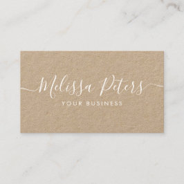 Modern Elegant Script Rustic Kraft Visitkort