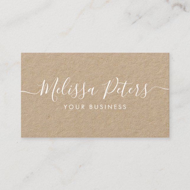 Modern Elegant Script Rustic Kraft Visitkort (Framsida)