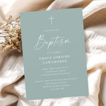 Modern Elegant Script Sage Grönt Baptism