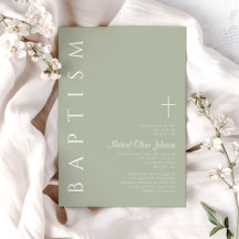 Modern Elegant Script Sage Grönt Baptism