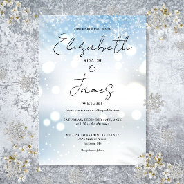 Modern Elegant Script Snöflingor Winter Wedding Inbjudningar