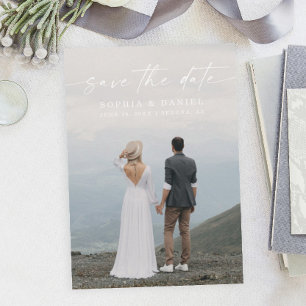 Modern elegant Script-spara datumfotokortet Spara Datumet