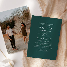 Modern Elegant Script Teal Bröllop Inbjudningar