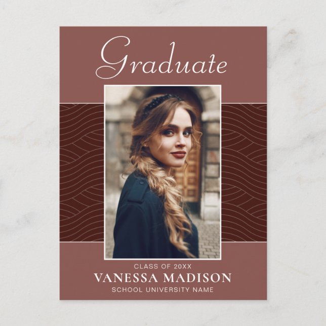 Modern | Elegant Script Terracotta 1 Photo Grad Vykort (Framsida)