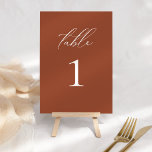Modern Elegant Script Terracotta Bordsnummer<br><div class="desc">Denna vackra inbjudan är en del av en hel samling! Blanda och matcha färg och wow med dina gäster med dessa vackra,  klassiska design.</div>