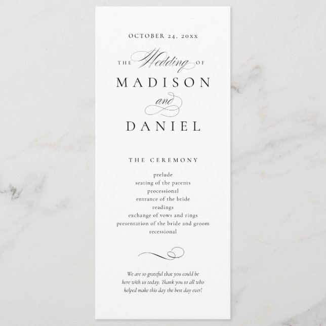 Modern Elegant Script Wedding Program (Framsida)