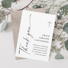 Modern Elegant Script White Baptism Tack Kort