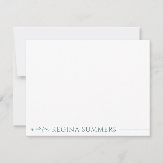 Modern Elegant Seafoam Grönt Personal Stationery Anteckningskort (Framsida)