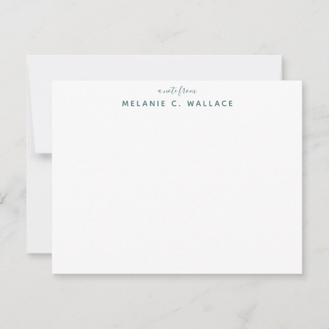Modern Elegant Seafoam Personlig Stationery Anteckningskort (Framsida)