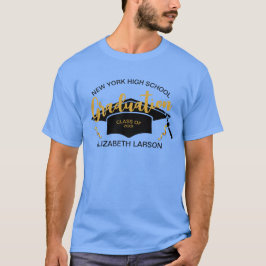 Modern Elegant Senior Golden Black T Shirt