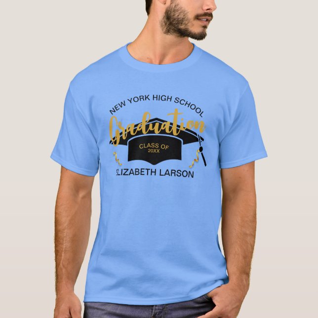 Modern Elegant Senior Golden Black T Shirt (Framsida)