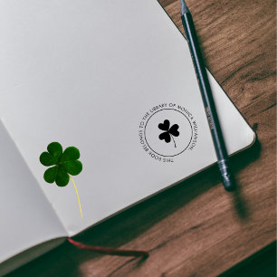 Modern Elegant Shamrock Anpassningsbar Bibliotek B Stämpel