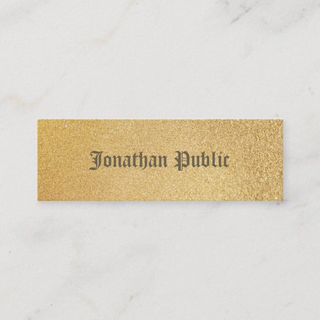 Modern Elegant Shiny Gold Foil Glamous Plain Mini Visitkort (Framsida)