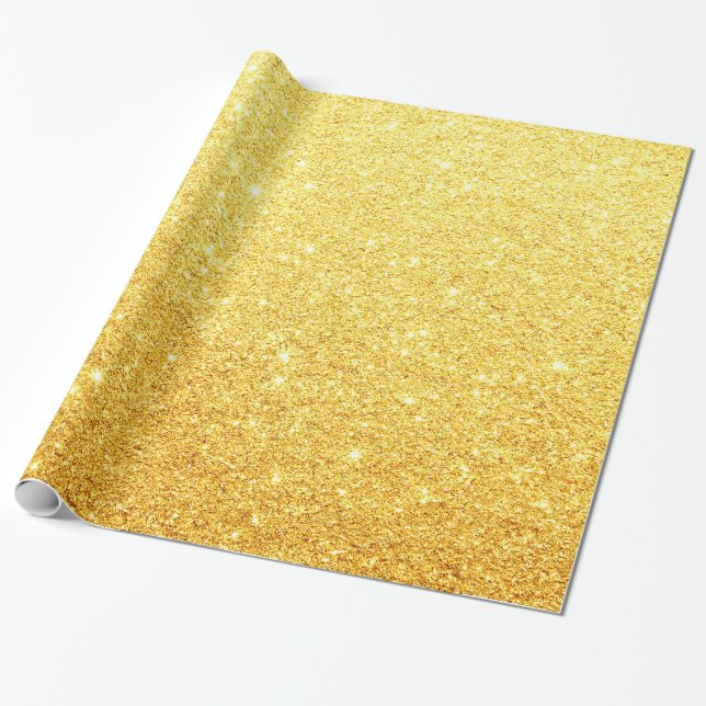 Modern Elegant Shiny Metallic Guld Glitter Presentpapper (Utrullad)
