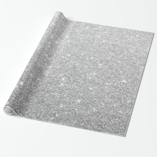 Modern Elegant Shiny Metallic Silver Glitter Gråt Presentpapper