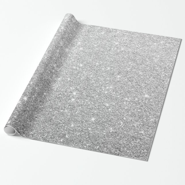 Modern Elegant Shiny Metallic Silver Glitter Grått Presentpapper (Utrullad)