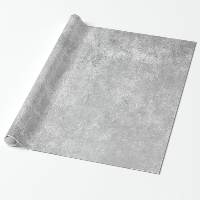 Modern Elegant Shiny Metallic Silver Grått Struktu Presentpapper (Utrullad)