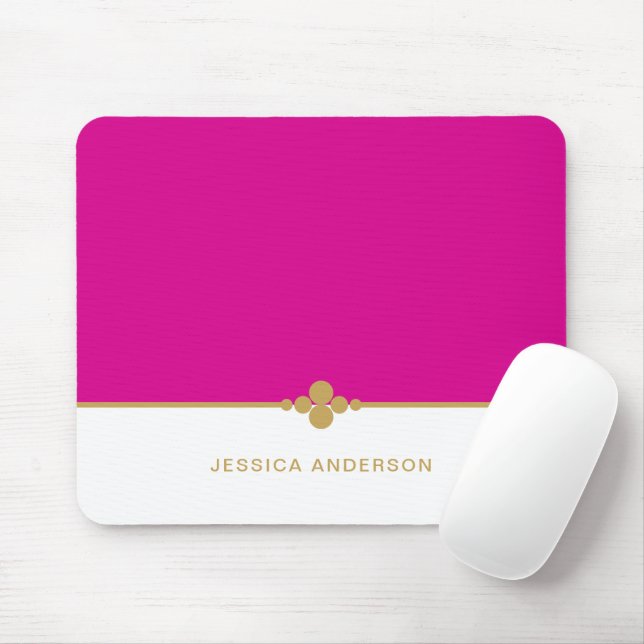 Modern Elegant Shock rosa Namn Mousepad Musmatta (Med mus)
